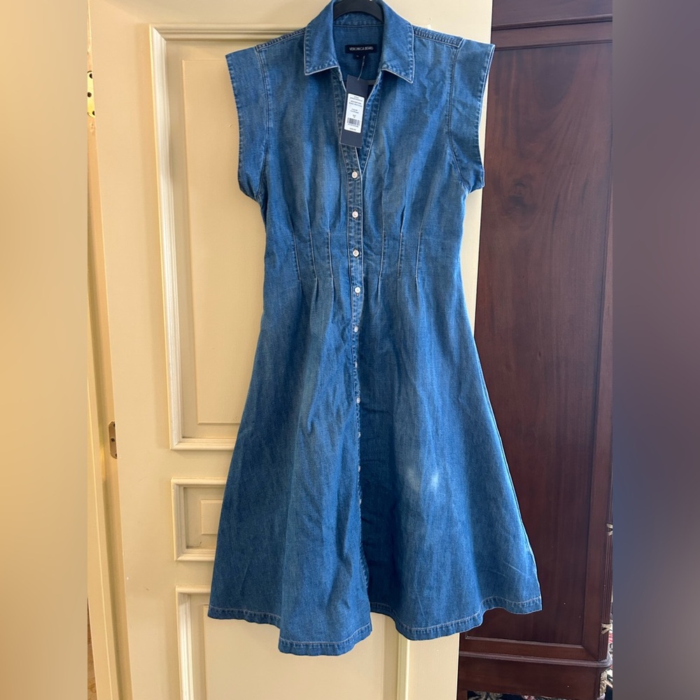 Veronica Beard Blue Denim Shirt Dress